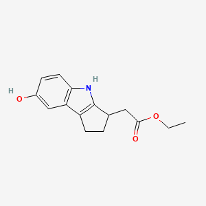 ethyl 2-{7-hydroxy-1H,2H,3H,4H-cyclopenta[b]indol-3-yl}acetate chemical structure (CAS 1206124-13-1)