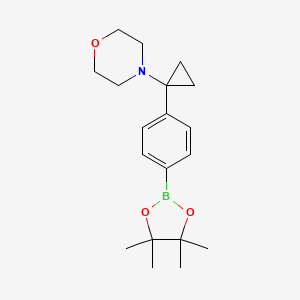 4-(1-(4-(4,4,5,5-Tetramethyl-1,3,2-dioxaborolan-2-yl)phenyl)cyclopropyl)morpholine chemical structure (CAS 1206594-08-2)