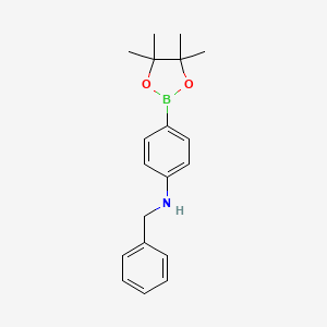 N-Benzyl-4-(4,4,5,5-tetramethyl-1,3,2-dioxaborolan-2-yl)aniline chemical structure (CAS 1206641-18-0)