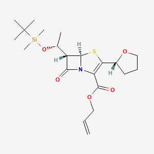 (5R,6S)-Allyl 6-((R)-1-((tert-butyldimethylsilyl)oxy)ethyl)-7-oxo-3-((R)-tetrahydrofuran-2-yl)-4-thia-1-azabicyclo[3.2.0]hept-2-ene-2-carboxylate chemical structure (CAS 120705-67-1)