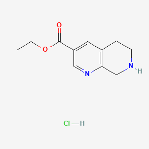 Ethyl 5,6,7,8-tetrahydro-1,7-naphthyridine-3-carboxylate hydrochloride chemical structure (CAS 1207175-08-3)
