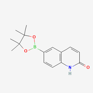6-(4,4,5,5-Tetramethyl-1,3,2-dioxaborolan-2-yl)quinolin-2(1H)-one chemical structure (CAS 1207370-28-2)
