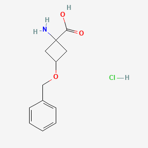 1-Amino-3-(benzyloxy)cyclobutanecarboxylic acid hydrochloride chemical structure (CAS 1207894-63-0)