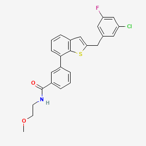 3-(2-(3-Chloro-5-fluorobenzyl)benzo[b]thiophen-7-yl)-N-(2-methoxyethyl)benzamide chemical structure (CAS 1207965-40-9)
