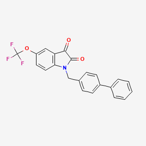 1-([1,1'-Biphenyl]-4-ylmethyl)-5-(trifluoromethoxy)indoline-2,3-dione chemical structure (CAS 1208222-39-2)