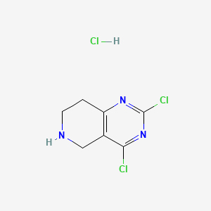 2,4-Dichloro-5,6,7,8-tetrahydropyrido[4,3-d]pyrimidine hydrochloride chemical structure (CAS 1208901-69-2)