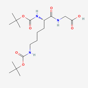 (S)-2-(2,6-Bis((tert-butoxycarbonyl)amino)hexanamido)acetic acid chemical structure (CAS 120893-72-3)