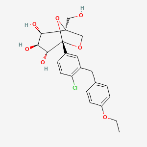 (1S,2S,3S,4R,5S)-5-(4-Chloro-3-(4-ethoxybenzyl)phenyl)-1-(hydroxymethyl)-6,8-dioxabicyclo[3.2.1]octane-2,3,4-triol chemical structure (CAS 1210344-57-2)