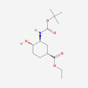 (1R,3S,4S)-Ethyl 3-((tert-butoxycarbonyl)amino)-4-hydroxycyclohexanecarboxylate chemical structure (CAS 1210348-16-5)