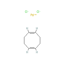 Dichloro(1,5-cyclooctadiene)palladium(II) chemical structure (CAS 12107-56-1)