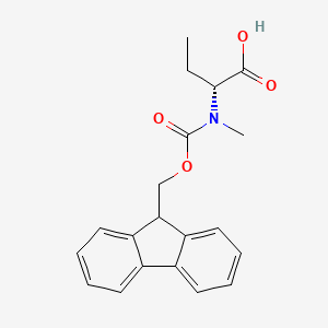 (R)-2-((((9H-Fluoren-9-yl)methoxy)carbonyl)(methyl)amino)butanoic acid chemical structure (CAS 1210830-60-6)