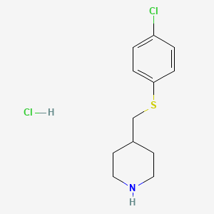 4-(((4-Chlorophenyl)thio)methyl)piperidine hydrochloride chemical structure (CAS 1211431-11-6)