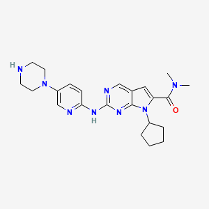 7-Cyclopentyl-N,N-dimethyl-2-((5-(piperazin-1-yl)pyridin-2-yl)amino)-7H-pyrrolo[2,3-d]pyrimidine-6-carboxamide chemical structure (CAS 1211441-98-3)