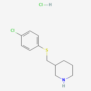 3-(((4-Chlorophenyl)thio)methyl)piperidine hydrochloride chemical structure (CAS 1211461-94-7)