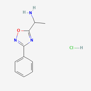 1-(3-Phenyl-1,2,4-oxadiazol-5-yl)ethan-1-amine hydrochloride chemical structure (CAS 1211480-09-9)