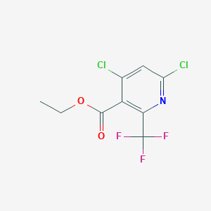 Ethyl 4,6-dichloro-2-(trifluoromethyl)nicotinate chemical structure (CAS 1211580-73-2)