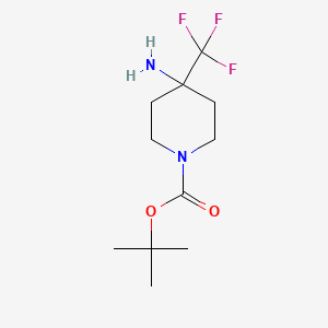 tert-Butyl 4-amino-4-(trifluoromethyl)piperidine-1-carboxylate chemical structure (CAS 1211582-61-4)