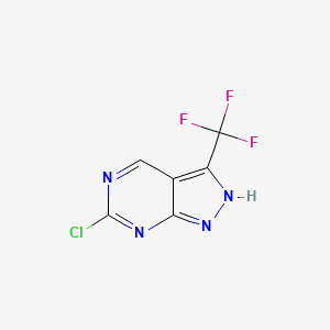 6-Chloro-3-(trifluoromethyl)-1H-pyrazolo[3,4-d]pyrimidine chemical structure (CAS 1211590-25-8)