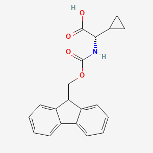 (S)-2-((((9H-Fluoren-9-yl)methoxy)carbonyl)amino)-2-cyclopropylacetic acid chemical structure (CAS 1212257-18-5)