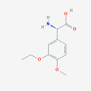 (S)-2-Amino-2-(3-ethoxy-4-methoxyphenyl)acetic acid chemical structure (CAS 1212977-59-7)