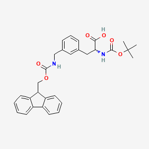 (R)-3-(3-(((((9H-Fluoren-9-yl)methoxy)carbonyl)amino)methyl)phenyl)-2-((tert-butoxycarbonyl)amino)propanoic acid chemical structure (CAS 1213080-68-2)