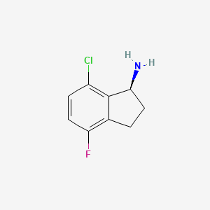 (S)-7-Chloro-4-fluoro-2,3-dihydro-1H-inden-1-amine chemical structure (CAS 1213166-62-1)