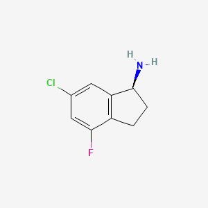 (S)-6-Chloro-4-fluoro-2,3-dihydro-1H-inden-1-amine chemical structure (CAS 1213921-24-4)