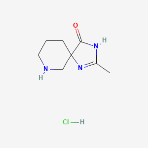 2-Methyl-1,3,7-triazaspiro[4.5]dec-2-en-4-one hydrochloride chemical structure (CAS 1214028-87-1)