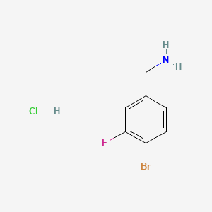 (4-Bromo-3-fluorophenyl)methanamine hydrochloride chemical structure (CAS 1214342-53-6)