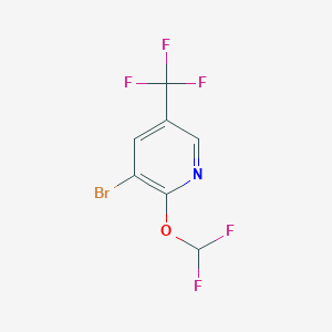 3-Bromo-2-(difluoromethoxy)-5-(trifluoromethyl)pyridine chemical structure (CAS 1214363-95-7)