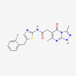 2-(3,7-Dimethyl-5-oxo-1,5-dihydro-[1,2,4]triazolo[4,3-a]pyrimidin-6-yl)-N-(5-(2-fluorobenzyl)thiazol-2-yl)acetamide chemical structure (CAS 1214561-09-7)
