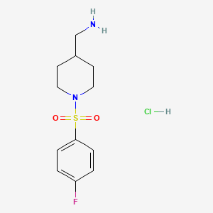(1-((4-Fluorophenyl)sulfonyl)piperidin-4-yl)methanamine hydrochloride chemical structure (CAS 1215609-88-3)
