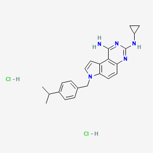 N3-Cyclopropyl-7-(4-isopropylbenzyl)-7H-pyrrolo[3,2-f]quinazoline-1,3-diamine dihydrochloride chemical structure (CAS 1216720-69-2)