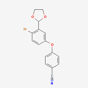 4-(4-Bromo-3-(1,3-dioxolan-2-yl)phenoxy)benzonitrile chemical structure (CAS 1217366-74-9)