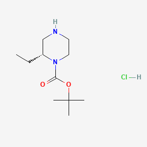(R)-tert-Butyl 2-ethylpiperazine-1-carboxylate hydrochloride chemical structure (CAS 1217443-56-5)