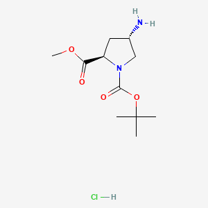 (2R,4S)-1-tert-Butyl 2-methyl 4-aminopyrrolidine-1,2-dicarboxylate hydrochloride chemical structure (CAS 1217446-43-9)