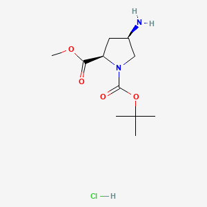 (2R,4R)-1-tert-Butyl 2-methyl 4-aminopyrrolidine-1,2-dicarboxylate hydrochloride chemical structure (CAS 1217474-04-8)