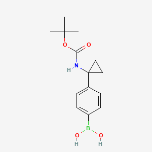 (4-(1-((tert-Butoxycarbonyl)amino)cyclopropyl)phenyl)boronic acid chemical structure (CAS 1217500-58-7)