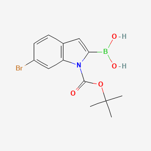 (6-Bromo-1-(tert-butoxycarbonyl)-1H-indol-2-yl)boronic acid chemical structure (CAS 1217500-59-8)