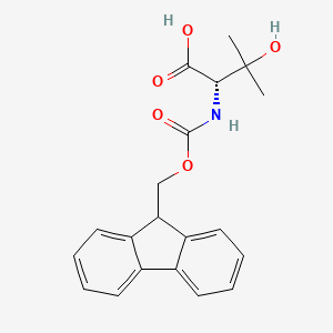 (S)-2-((((9H-Fluoren-9-yl)methoxy)carbonyl)amino)-3-hydroxy-3-methylbutanoic acid chemical structure (CAS 1217603-41-2)