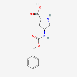 rel-(2R,4S)-4-(((benzyloxy)carbonyl)amino)pyrrolidine-2-carboxylic acid chemical structure (CAS 1217611-00-1)