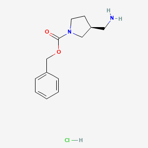 (S)-Benzyl 3-(aminomethyl)pyrrolidine-1-carboxylate hydrochloride chemical structure (CAS 1217619-19-6)