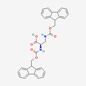 (R)-2,3-Bis((((9H-fluoren-9-yl)methoxy)carbonyl)amino)propanoic acid chemical structure (CAS 1217631-22-5)