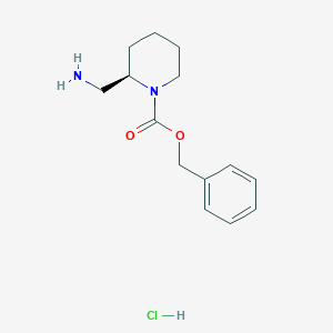 (R)-Benzyl 2-(aminomethyl)piperidine-1-carboxylate hydrochloride chemical structure (CAS 1217653-34-3)