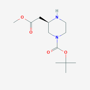 (R)-tert-Butyl 3-(2-methoxy-2-oxoethyl)piperazine-1-carboxylate chemical structure (CAS 1217683-44-7)