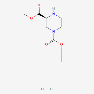 (S)-1-tert-Butyl 3-methyl piperazine-1,3-dicarboxylate hydrochloride chemical structure (CAS 1217702-80-1)