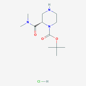 (S)-tert-Butyl 2-(dimethylcarbamoyl)piperazine-1-carboxylate hydrochloride chemical structure (CAS 1217706-03-0)