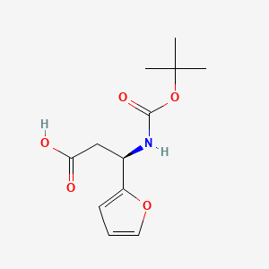 (R)-3-((tert-Butoxycarbonyl)amino)-3-(furan-2-yl)propanoic acid chemical structure (CAS 1217725-33-1)