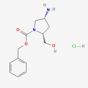 rel-(2R,4R)-Benzyl 4-amino-2-(hydroxymethyl)pyrrolidine-1-carboxylate hydrochloride chemical structure (CAS 1217734-12-7)