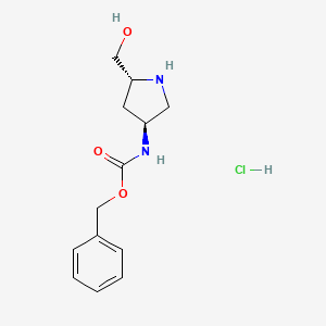 Benzyl ((3S,5R)-rel-5-(hydroxymethyl)pyrrolidin-3-yl)carbamate hydrochloride chemical structure (CAS 1217751-87-5)